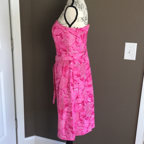 Lilly Pulitzer Strapless Pink Floral Dress Size 4 - Picture 4 of 8